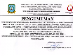 Empat Orang Staff Positif Covid-19, Poli dan IGD Tutup Sementara